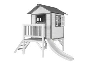 8717973933267 - - Spielhaus Beach Lodge xl in Weiß mit Rutsche in Weiß | Stelzenhaus aus fsc Holz für Kinder | Kleiner Spielturm für den Garten - Weiß