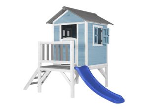 8717973933755 - Spielhaus Beach Lodge xl in Blau mit Rutsche in Blau Stelzenhaus aus fsc Holz für Kinder Kleiner Spielturm für den Garten - Blau - AXI