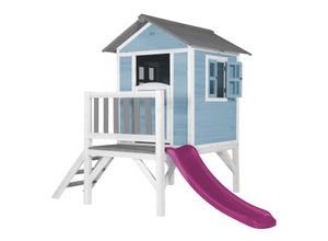 8717973933908 - Spielhaus Beach Lodge xl in Blau mit Rutsche in Lila Stelzenhaus aus fsc Holz für Kinder Kleiner Spielturm für den Garten - Blau - AXI