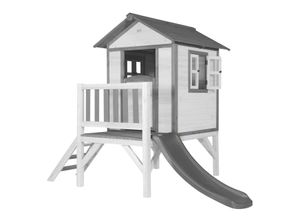 8717973938002 - - Spielhaus Beach Lodge xl in Weiß mit Rutsche in Grau | Stelzenhaus aus fsc Holz für Kinder | Kleiner Spielturm für den Garten - Weiß