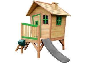 8717973938088 - Spielhaus Robin mit grauer Rutsche Stelzenhaus in Braun & Grün aus fsc Holz für Kinder Spielturm für den Garten - Braun - AXI