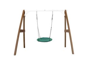 8717973938415 - Nestschaukel Summer mit Gestell für Kinder Outdoor Nest Schaukel 100 cm für den Garten Schaukelgestell in Braun & Weiß   Nestschaukel in Grün - Braun