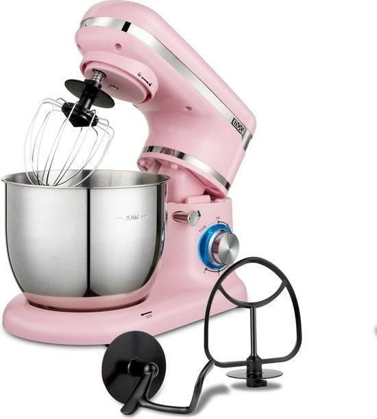 8718001910458 - Küchenmaschine - Küchenroboter - Mixer mit Schneebesen Knethaken Rührhaken - 1000 Watt - Pink - SM1203NP