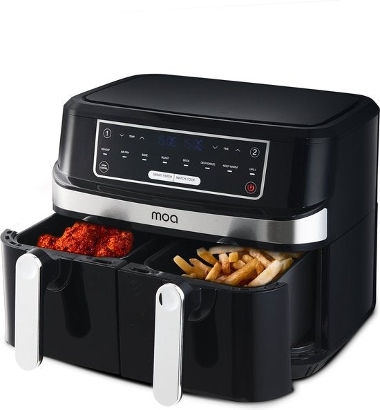 8718001911691 - Double Airfryer XXL - 9L - Heißluftfritteuse - Zwei Körbe - 2 x 45L - Schwarz - PFD5B