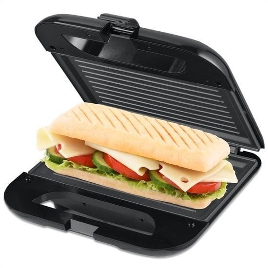 8718001914913 - MOA Toasti-Maschine - Toasti-Eisen - Kontaktgrill - Sandwichmaker - Antihaftbeschichtung - 20 x 22 cm - 750 Watt - Schwarz - SM01B