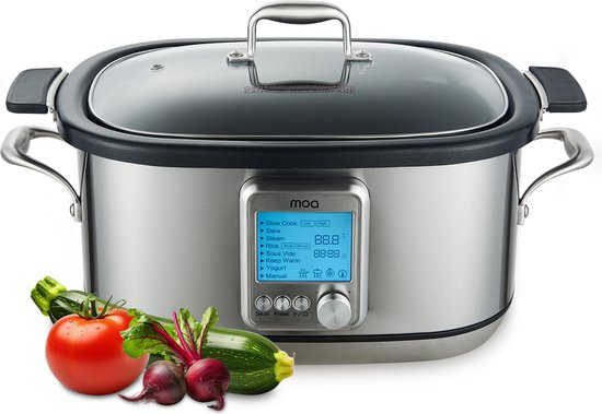 8718001914999 - Multicooker - Slowcooker - 8 Kochfunktionen - 6 Liter - 1250W - Reiskocher - Dampfgarer - Sous Vide Kocher - Joghurtbereiter - Edelstahl - MC01S