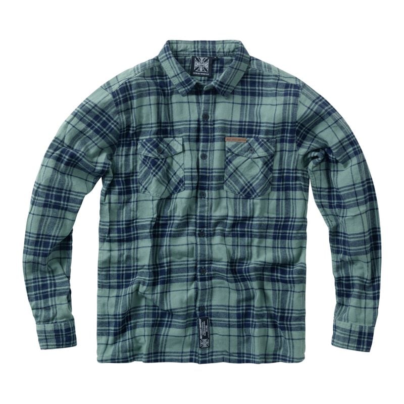 8718164869402 - WCC Rigid Flannel Green Navy Langarmhemd grün blau in S