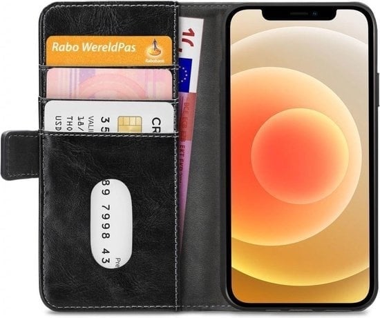 8718256935138 - - iPhone 12 Hülle - Elite Gelly Wallet Book Hülle Schwarz