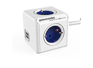 8718444086994 - Allocacoc 1402BL   DEEUPC PowerCube Steckdosenwürfel mit 2 USB-Anschlüssen 4 Buchsen Typ F 15 m Weiß Blau