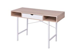 8718475500278 - Bonnevie - ComputertischSchreibtisch mit 1 Schublade Eiche und Weiß vidaXL
