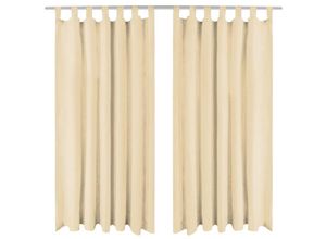 8718475516422 - Bonnevie - Vorhänge aus Mikro-Satin 2 Stk mit Schlaufen 140×175 cm Beige vidaXL934761