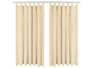 8718475516439 - Bonnevie - Vorhänge aus Mikro-Satin 2 Stk mit Schlaufen 140×225 cm Beige vidaXL656776