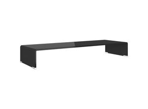 8718475530091 - TV-Tisch Bildschirmerhöhung TV-Aufsatz Glas Schwarz 90x30x13 cm vidaXL