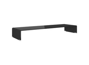 8718475530107 - TV-Tisch Bildschirmerhöhung TV-Aufsatz Glas Schwarz 100x30x13 cm vidaXL