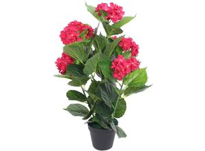 8718475532910 - Bonnevie - Künstliche Hortensie mit Topf 60 cm Rot vidaXL942126