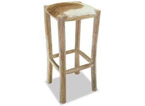 8718475533313 - Barhocker Echtleder und Teak Massivholz vidaXL - Braun