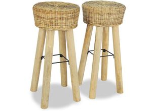 8718475568926 - Bonnevie - 2er Set BarhockerBarstuhl Natur Rattan vidaXL