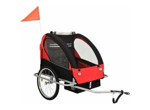 8718475573067 - Bonnevie - 2-in-1 Kinder Fahrradanhänger & Kinderwagen Schwarz und Rot vidaXL65805