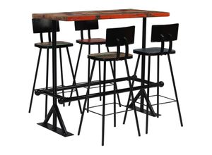 8718475580119 - Bonnevie - 5-tlg Bar-SetBartisch-Set Altholz Massiv Mehrfarbig vidaXL