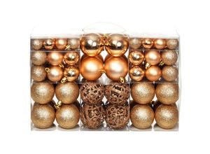 8718475586142 - Bonnevie - 100-tlg Weihnachtskugel-SetChristbaumschmuck Weihnachtsbaumschmuck 3 4 6 cm Roségold vidaXL