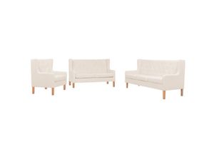 8718475590040 - Bonnevie - 3-tlg Sofa-Set Stoff Cremeweiß vidaXL307250