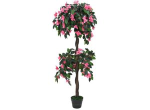 8718475599760 - Bonnevie - Künstliche Rhododendron-Pflanze mit Topf 155 cm Grün und Rosa vidaXL876801