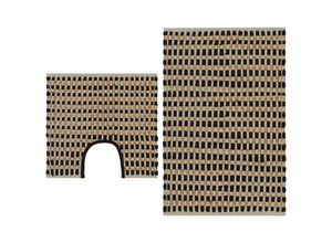 8718475603405 - Bonnevie - Handgewebtes Badematten-Set Jute Stoff Natur und Schwarz vidaXL546586