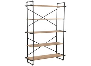 8718475613909 - Bonnevie - BücherregalStandregal aus massivem Tannenholz und Stahl 120x42x180 cm vidaXL