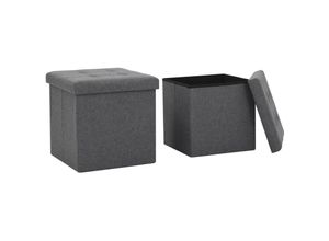 8718475616672 - Bonnevie - Hocker mit Stauraum 2 Stk Dunkelgrau Leinenoptik vidaXL344934