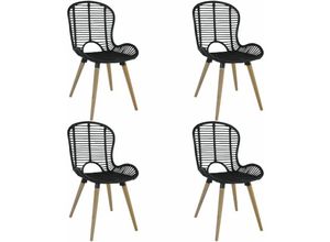 8718475617082 - Bonnevie - Esszimmerstühle 4 Stk Küchenstuhl Schwarz Natur Rattan vidaXL