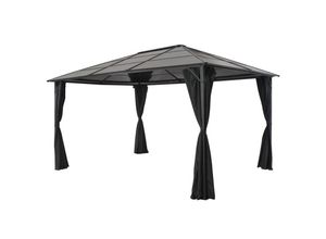 8718475700937 - vidaXL Pavillon Garten Pavillon Gartenzelt mit Vorhang Aluminium 33 m Schwarz