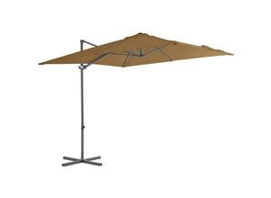 8718475701088 - Bonnevie - AmpelschirmSonnenschirm mit Stahlmast Taupe 250 x 250 cm vidaXL