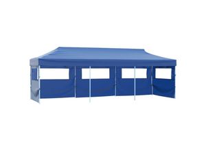 8718475706663 - Bonnevie - Faltzelt Partyzelt Pop-Up mit 5 Seitenwänden Faltpavillon 3 x 9 m Blau vidaXL