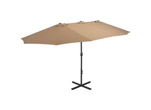 8718475711223 - Bonnevie - SonnenschirmGartenschirm mit Aluminium-Mast 460x270 cm Taupe vidaXL