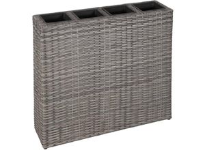 8718475723349 - Bonnevie - Garten-Hochbeet mit 4 TöpfenBlumenkasten Poly Rattan Grau vidaXL