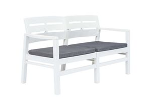 8718475743194 - Bonnevie - 2-Sitzer-GartenbankParkbank mit Kissen Weiß 133 cm Kunststoff vidaXL 8718475743194 - Bonnevie - 2-Sitzer-GartenbankParkbank mit Kissen Weiß 133 cm Kunststoff vidaXL