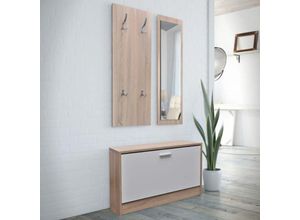 8718475885610 - Bonnevie - Garderoben Flur 3-in-1 Schuhschrank Schuhkipper Spiegel vidaXL202049