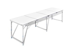 8718475908364 - Campingtisch zusammenklappbar höhenverstellbar Aluminium 240 x 60 cm vidaXL - Weiß