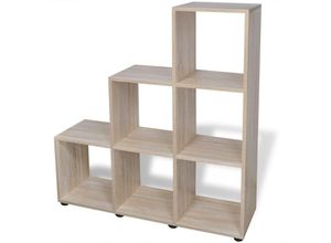 8718475954811 - Bonnevie - Treppenregal BücherregalStandregal 107 cm Eichefarben vidaXL