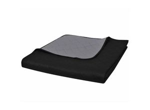 8718475955184 - Vidaxl - Zweiseitige Tagesdecke Gesteppt Schwarz Grau 230x260 cm Schwarz