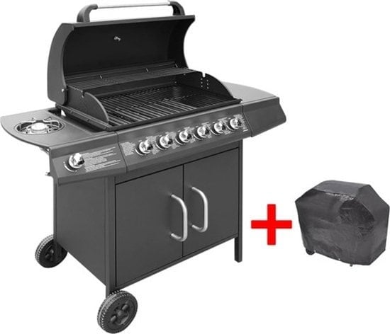 8718475966418 - vidaXL Gasgrill 6+1 Kochzone schwarz