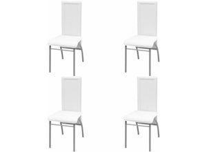 8718475970125 - Bonnevie - Esszimmerstühle 4 Stk Küchenstuhl Weiß Kunstleder vidaXL