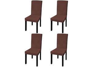 8718475978800 - Stretch-Stuhlhussen Gerade 4 Stk Braun vidaXL - Braun