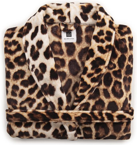 8718518209427 - ZoHome Leopard Bademantel lang - Fleece - Größe XL - Braun 8718518209427 - ZoHome Leopard Bademantel lang - Fleece - Größe XL - Braun