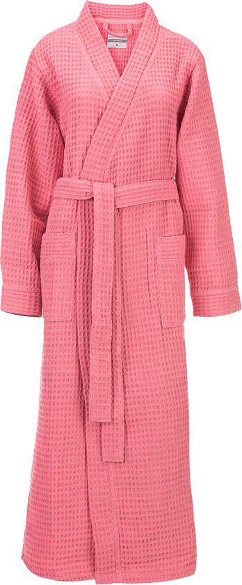 8718518394925 - Bademantel Waffel - Bademantel für Damen und Herren - XL - Morgenmantel aus Baumwolle - Geeignet für die Sauna - Pink