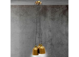 8718532250122 - Ecd Germany - Hängelampe 3 flammige E27 Fassung 1205 cm   Ø15 cm Altgold aus Metall Vintage Industriedesign Pendelleuchte Pendellampe