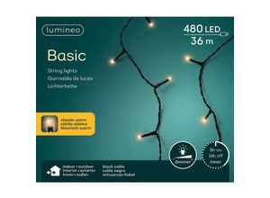 8718532500944 - Led Lichterkette Basic 3600 cm 480 Lichter classic weiß mit Dimmer & Timer - Lumineo