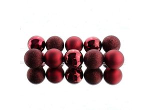 8718533552041 - kaemingk - Bruchfeste Weihnachtskugeln Ox Blood dunkelrot ø 6 cm aus Kunststoff - 10er Set