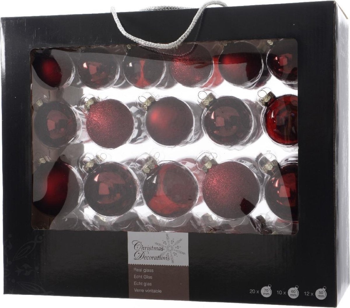 8718533936438 - Decoris | Weihnachtskugel-Set | Glas | Oxblood | 42 Stück