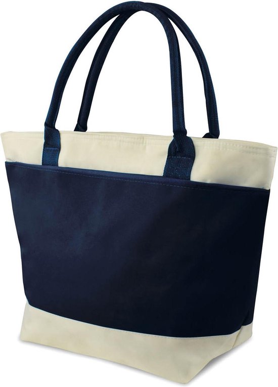 8718657953946 - ODADDY® Kühltasche   Strandtasche   Picknicktasche   Lunchbag 2 Fächer - 16L Kapazität - navy